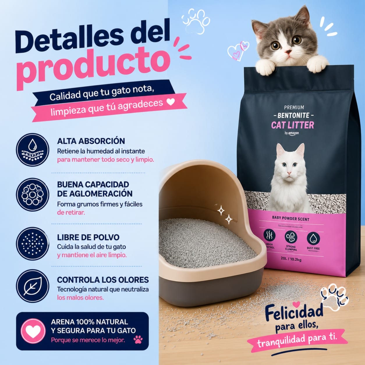 ARENA BENTONITA Y CLUMPING CORN PARA GATOS miniatura 3