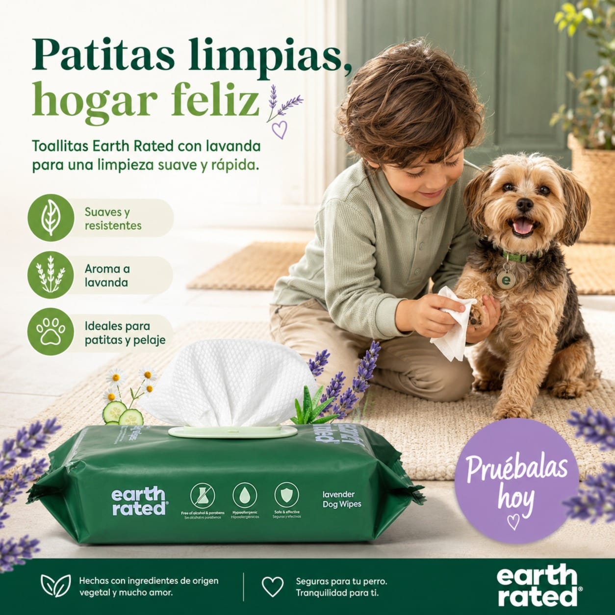 EARTH RATED - TOALLITAS HIPOALERGÉNICAS PARA PERROS miniatura 2
