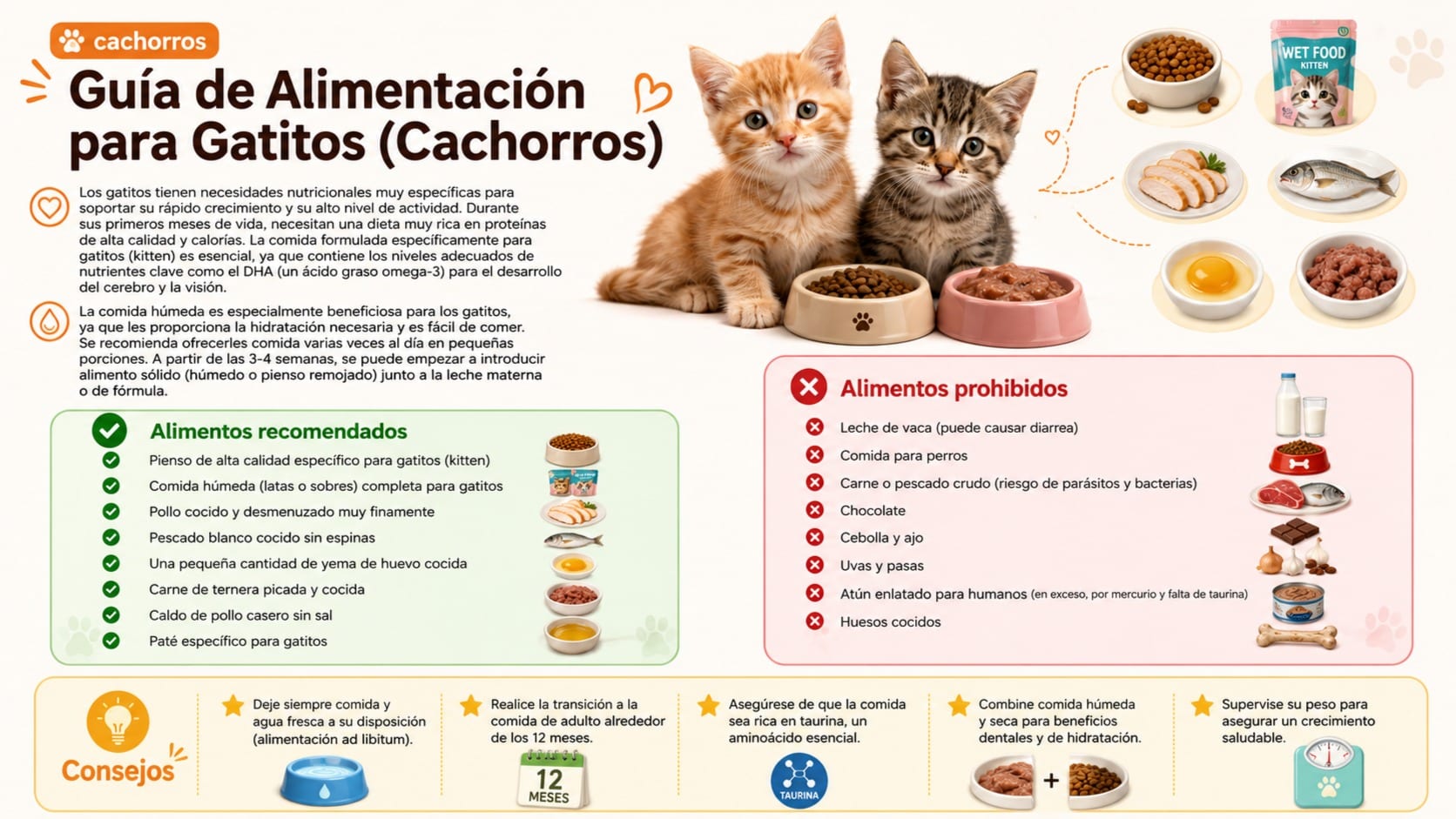 Guía de Alimentación para Gatitos (Cachorros)