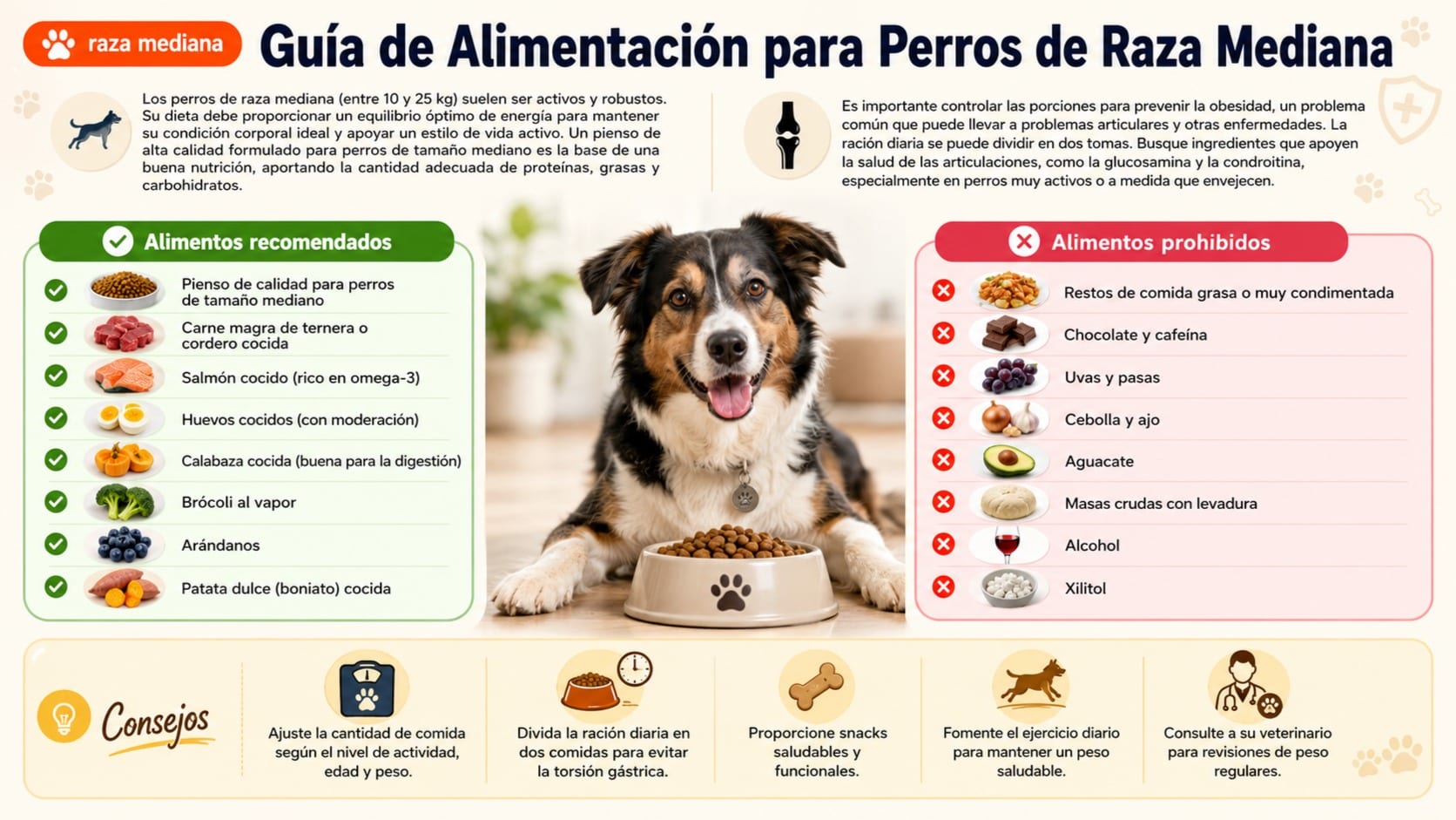 Guía de Alimentación para Perros de Raza Mediana