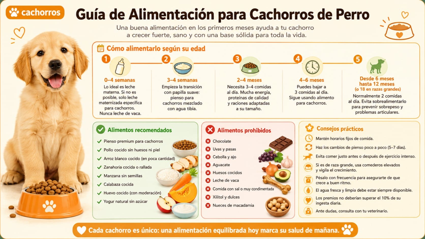 Guía de Alimentación para Cachorros de Perro