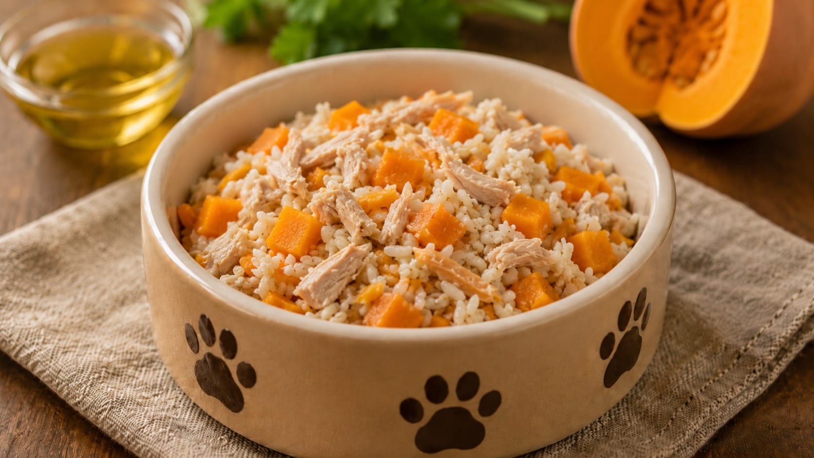 Pavo con calabaza y arroz