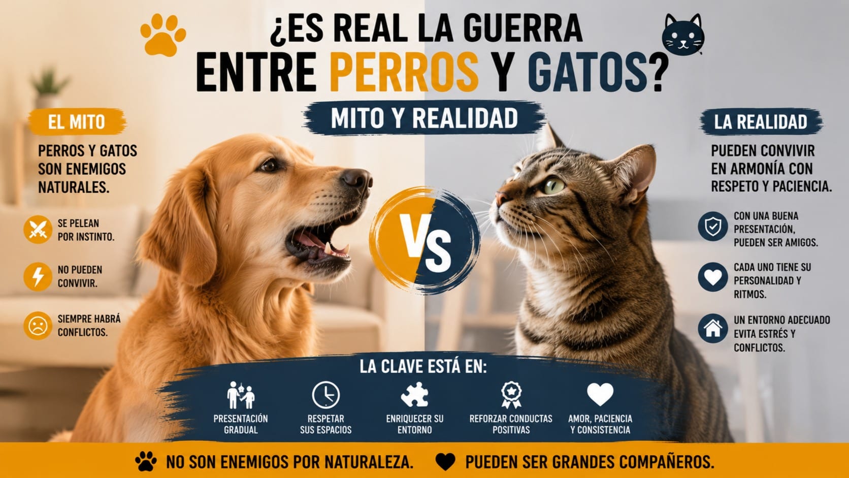 ¿Es real la guerra entre perros y gatos? Mito y realidad