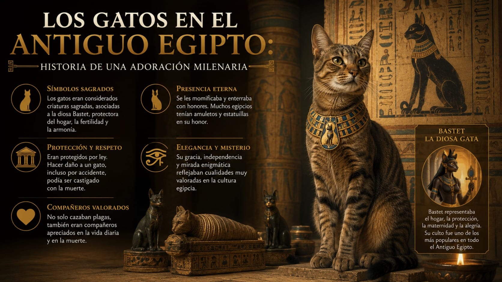 Los gatos en el Antiguo Egipto: historia de una adoración milenaria