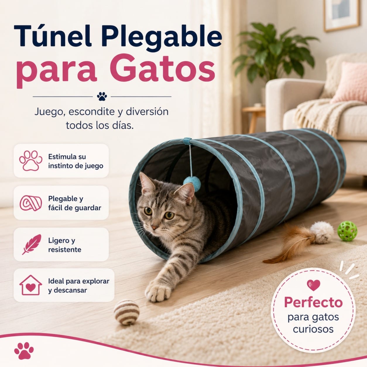 Túnel Plegable para Gatos