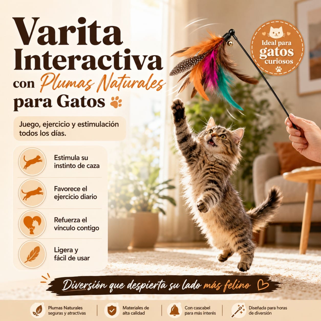 Varita Interactiva con Plumas Naturales