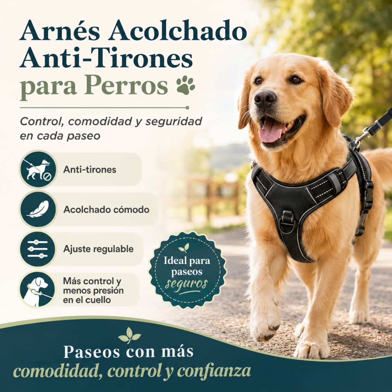 Arnés Acolchado Anti-Tirones