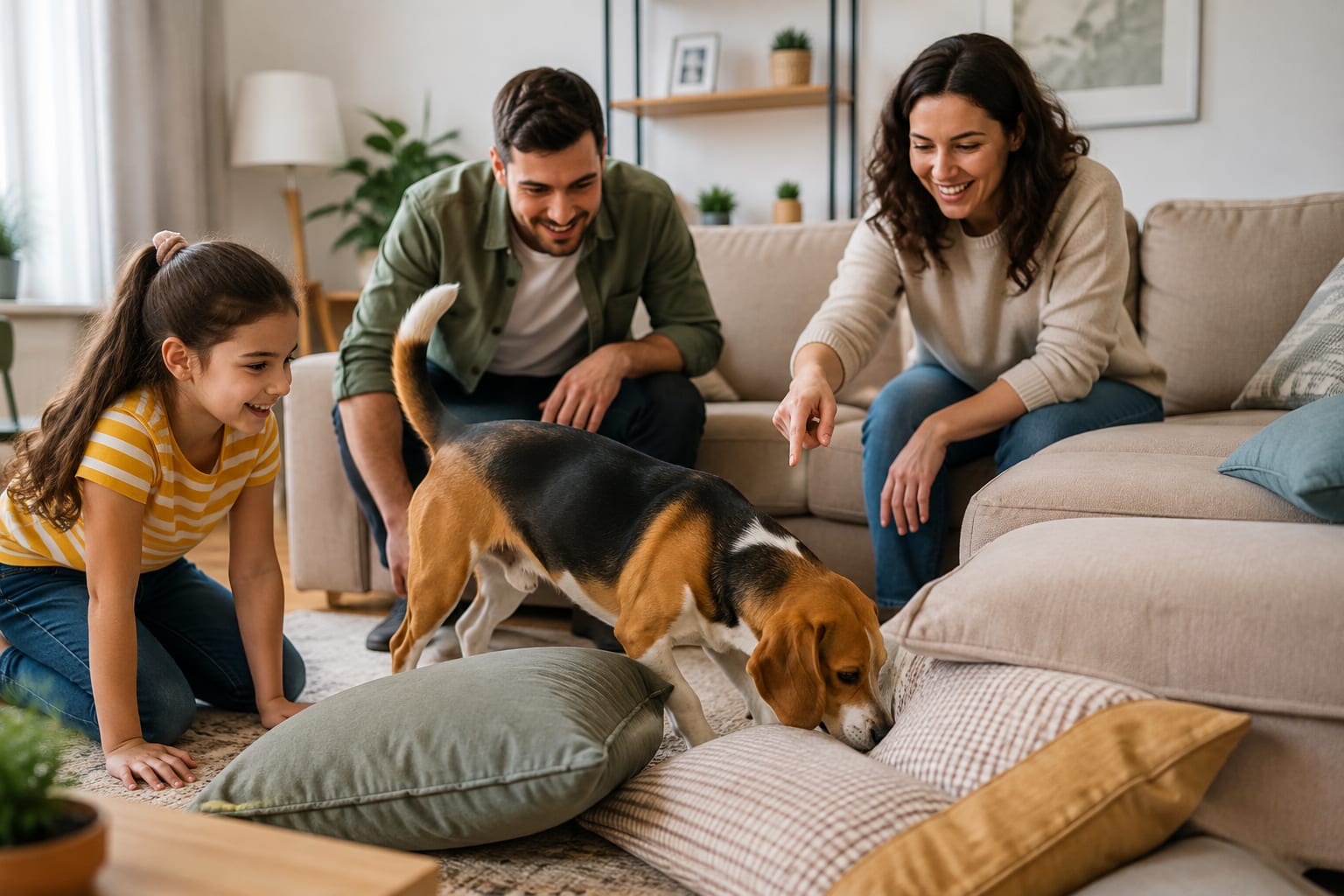 Los juegos de búsqueda en familia ayudan a estimular la mente del perro y convierten el olfato en una actividad compartida y divertida.