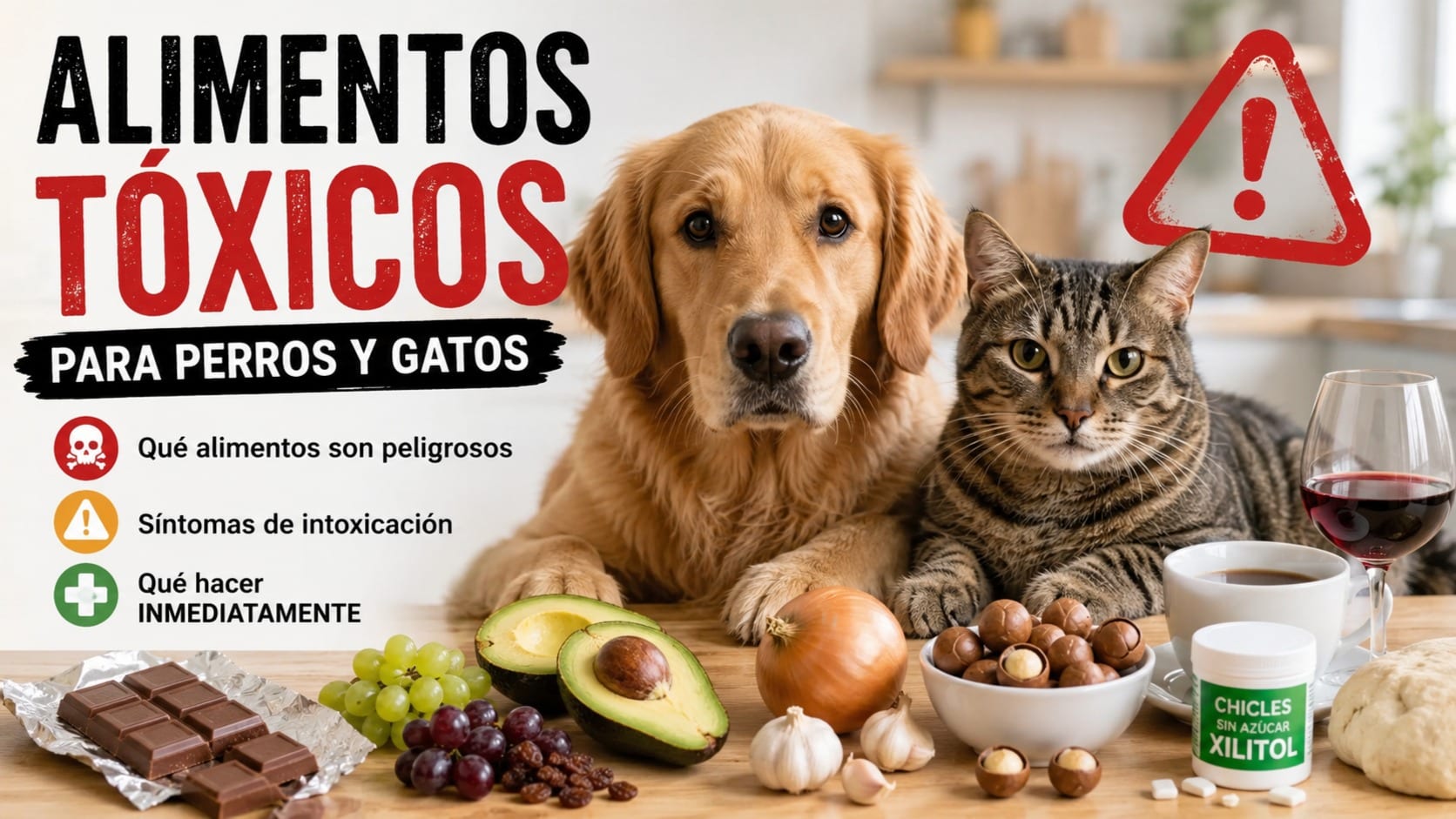 Alimentos tóxicos para perros y gatos: síntomas y qué hacer