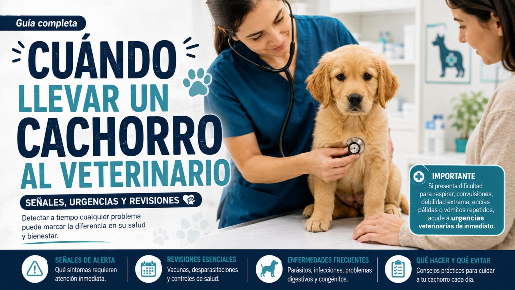 Cuándo llevar un cachorro al veterinario: señales, urgencias y revisiones