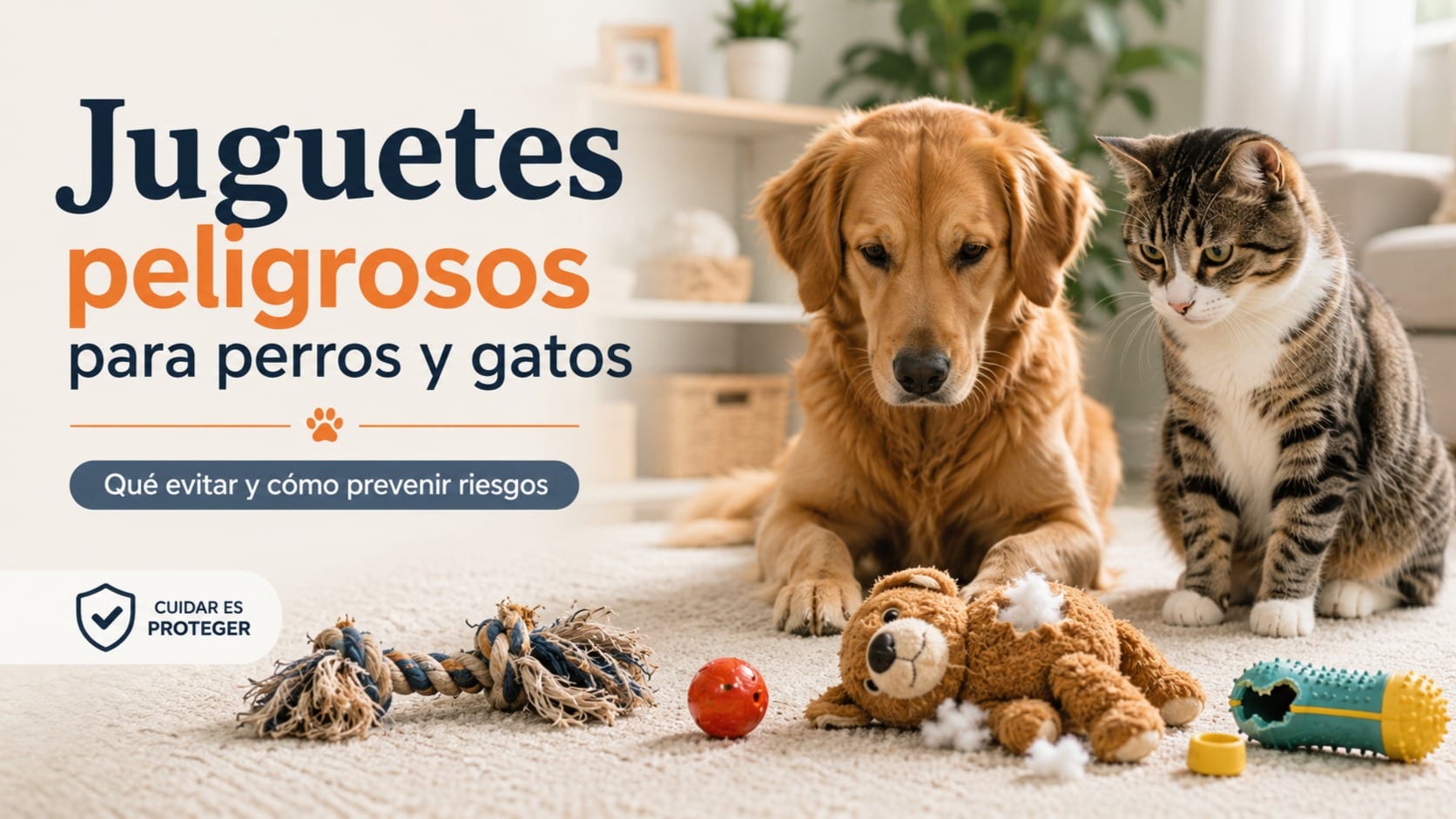 Juguetes peligrosos para perros y gatos: Materiales, riesgos y señales de alarma